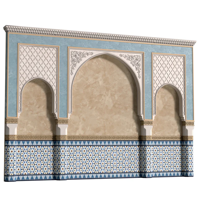 Arch in oriental style. Arab decorative wall. Arabic wall.Oriental Wall paneling — Descargar