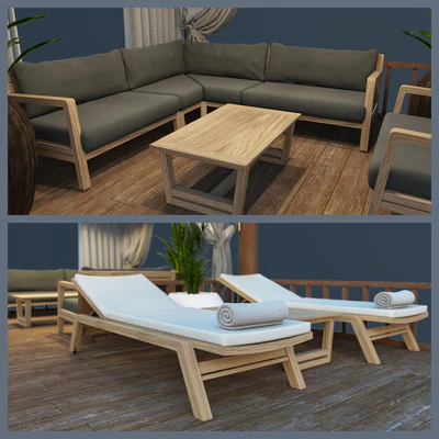 Wooden Gazebo &amp; Swimming Pool — Ver 2