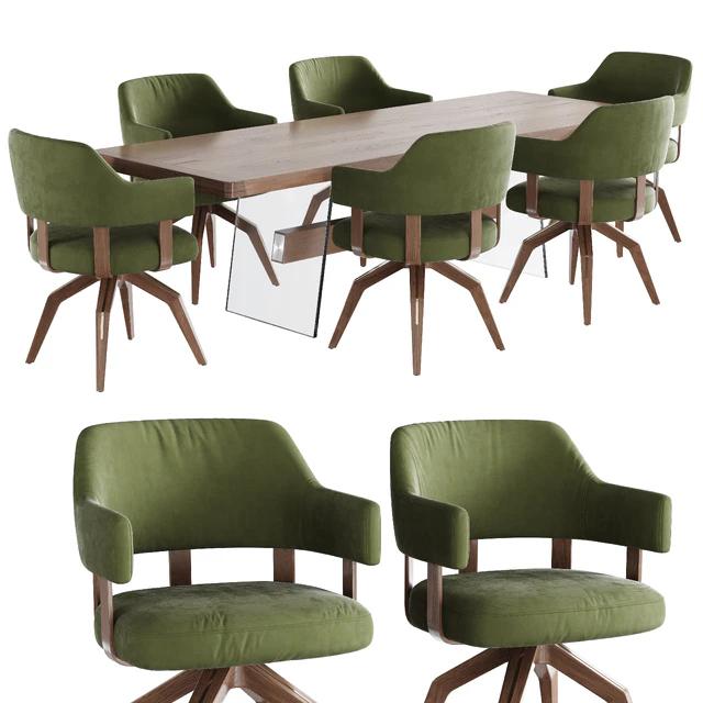 Dining set natuzzi valle chair CH19 phantom table E024 — Descargar