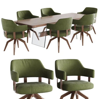 Dining set natuzzi valle chair CH19 phantom table E024 — Ver 1