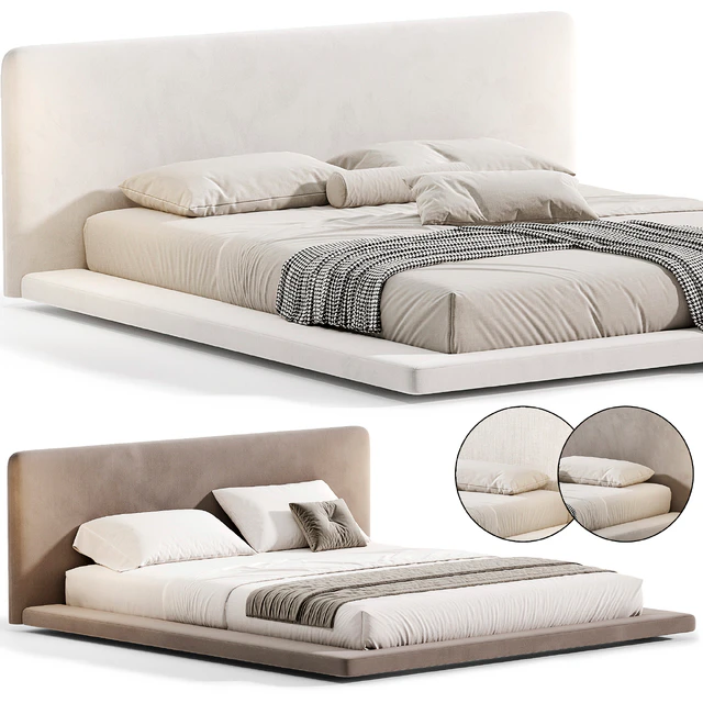 Modern White Upholstered Panel Bed By litfad — Descargar