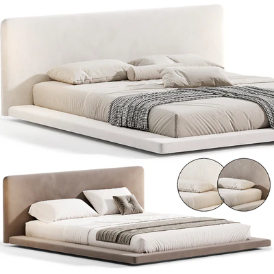 Modern White Upholstered Panel Bed By litfad — Ver 4