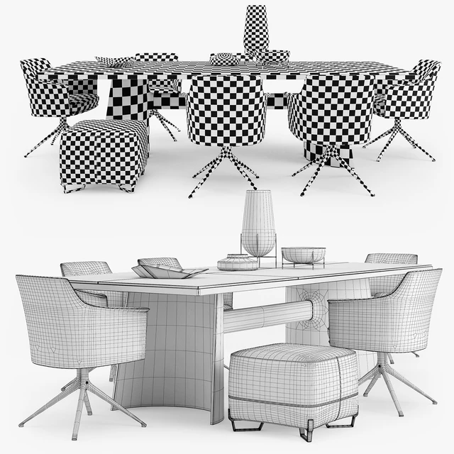 Poliform Kensington table Stanford chair set 01 — Скачать