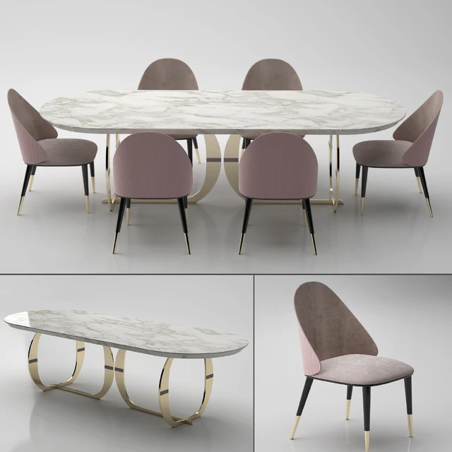 Italian dining room table+chair — Скачать