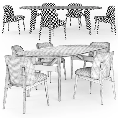 Calligaris Abrey elliptical table wood chair — Ver 5