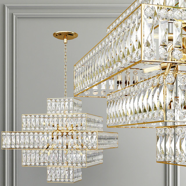 Chandelier gold and glass collection — Descargar