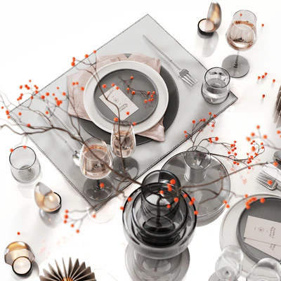 Table setting with rowan 2 — Вид 2