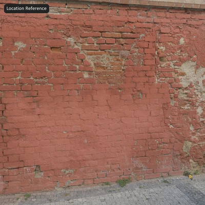 damaged painted brick wall texture red — Вид 2