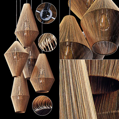Lamp wood rattan wicker Cone n4 / Светильник плетеный из ротанга конус №4 — Вид 1