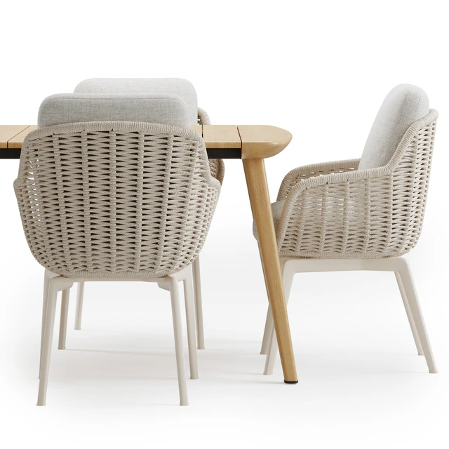 Outdoor Garden Woven Dining Set Belt Cord — Скачать