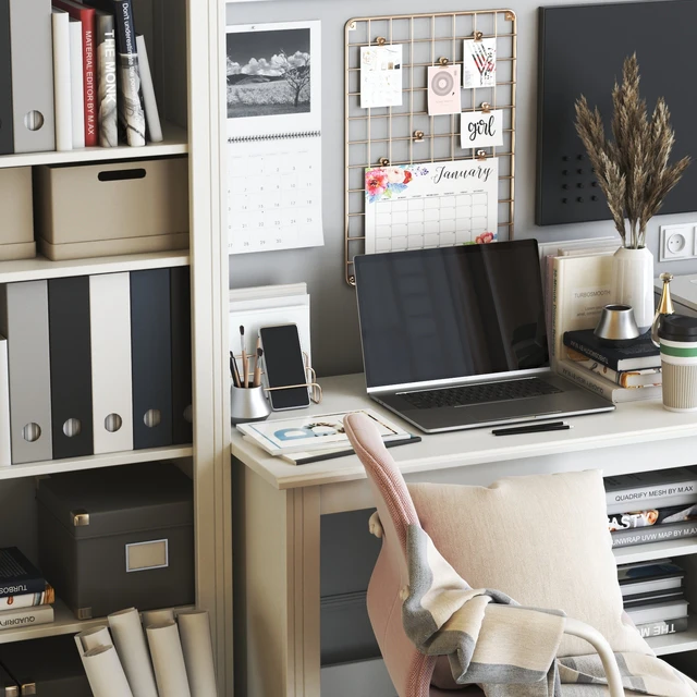 IKEA BRUSALI office workplace with LANGFJALL chair — Descargar