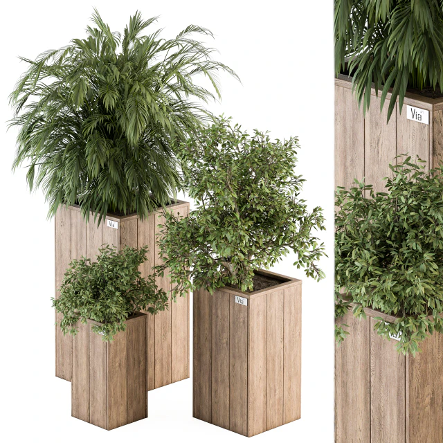 Outdoor Plant Set 297 - Wooden Plant Box — Скачать