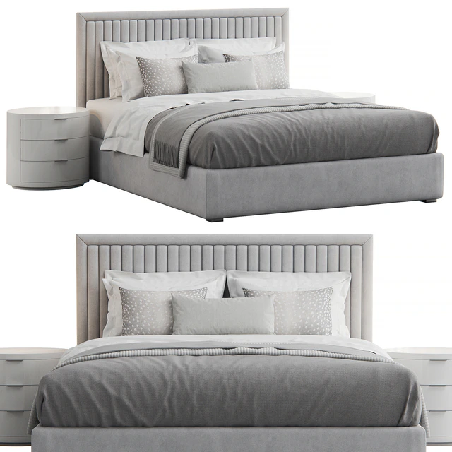 Channel Tufted Headboard Pine Bed — Скачать