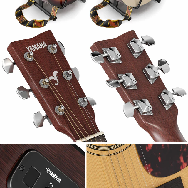 Guitar. Guitar set for stage. Musical instrument. Microphone — Descargar