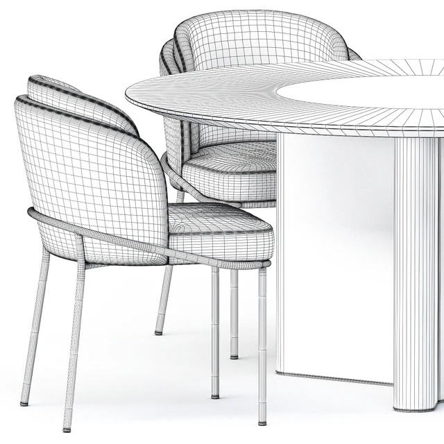 FIL NOIR chair and LOU Table by Minotti — Скачать