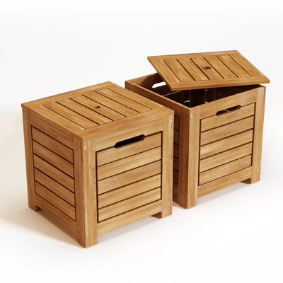 Garden bench and boxes made of acacia, Garden — Ver 2