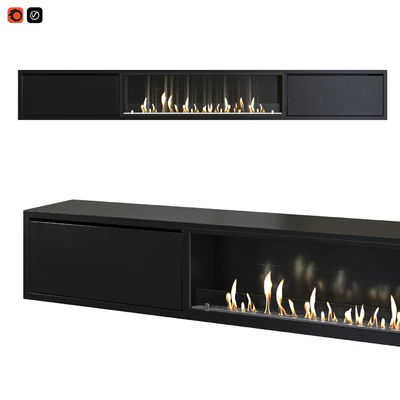 TV cabinet with built-in bio fireplace — Ver 1