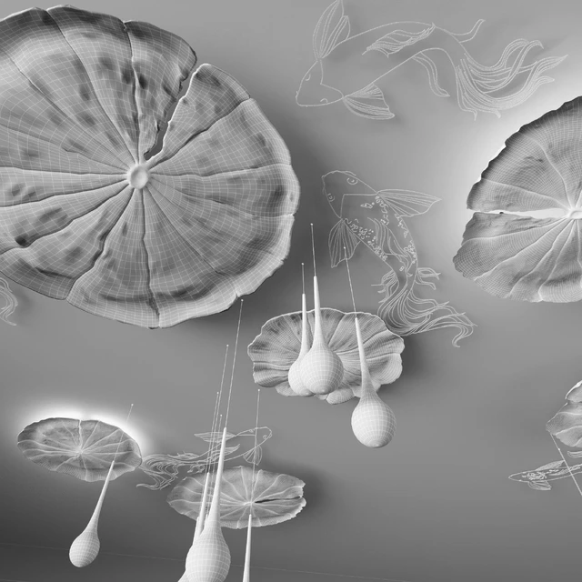 Ceiling decor - Water Lily and fish L — Descargar