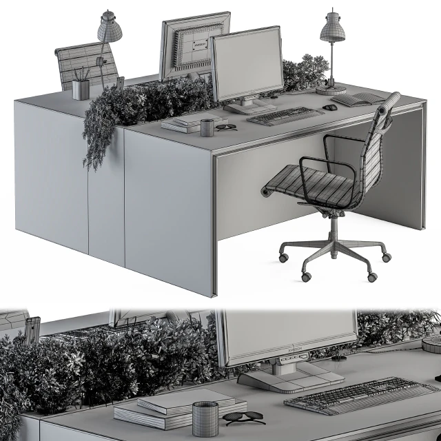 Office Furniture - employee Set 17 — Скачать