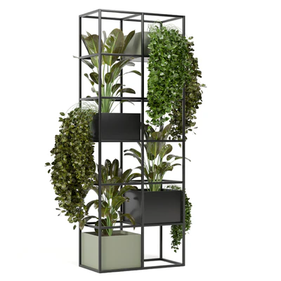 indoor plants in rusty concrete pot on metal shelf - Set 122 — Ver 3