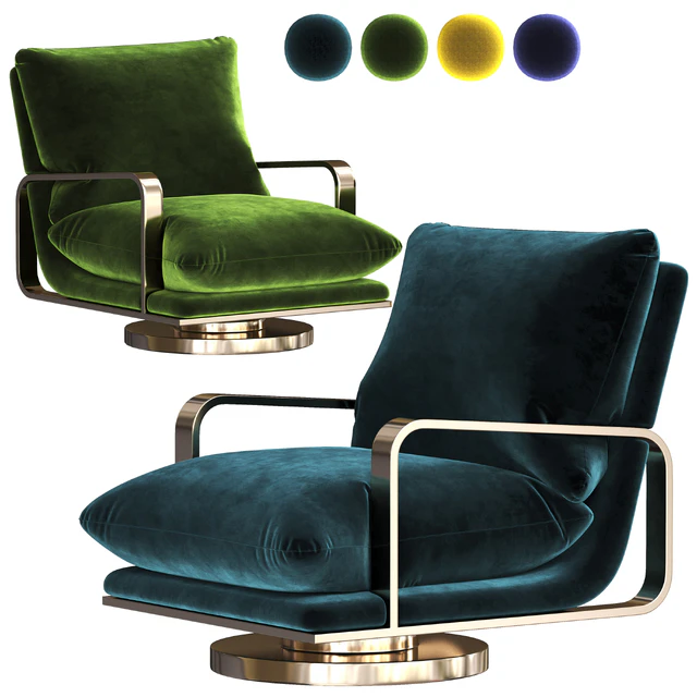 Rare Milo Baughman Brass Base Swivel Lounge Chairs Pair — Скачать