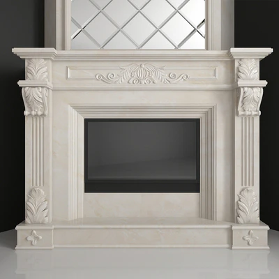 Corner fireplace with a mirror facet — Ver 3