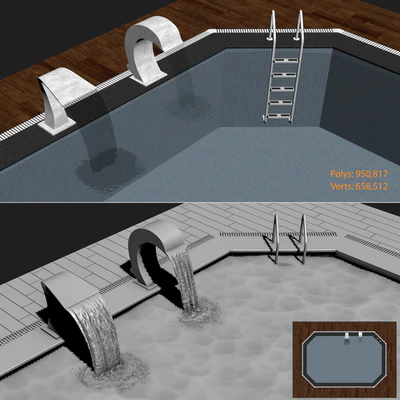 Swimming pool waterfall — Ver 3