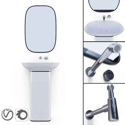 PURE Krion/ESPEJO PURE NEGRO/Bathroom Taps TONO/Siphon Noken — Вид 1