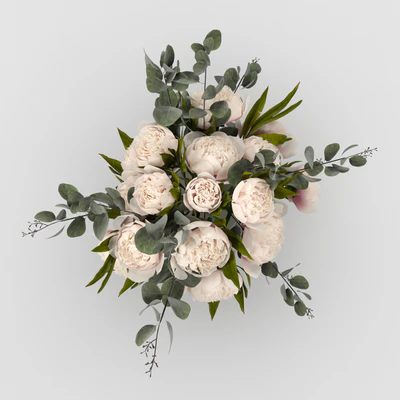 Bouquet of peonies with eucalyptus — Ver 2