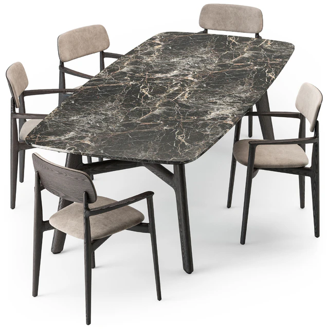 Poliform Curve dining table armchair set — Скачать