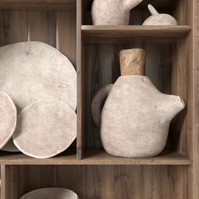 Dishes clay rack n3 / Rack with clay dishes — Ver 3