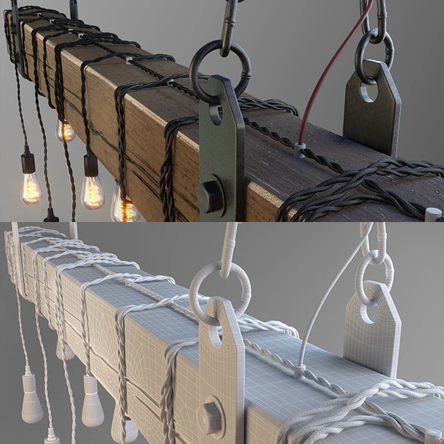 Wood Beam Chandelier With Vintage Style Edison Bulbs — Скачать