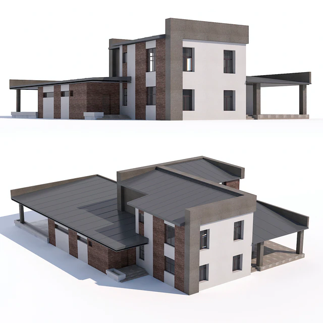 A modern two-storey house with an attached garage and a canopy. — Descargar