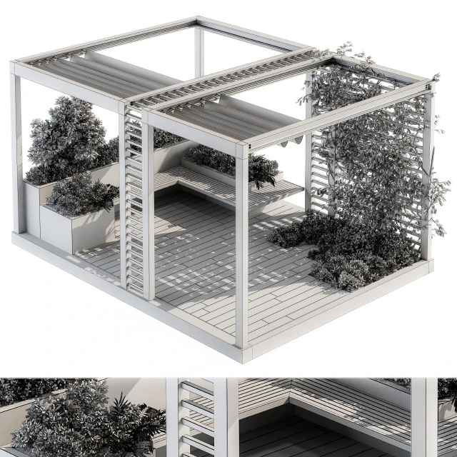 Roof Garden and Landscape Furniture with Pergola 05 — Скачать