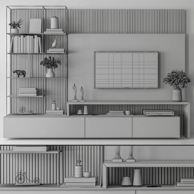 TV Wall Black and Wood - Set 36 — Скачать