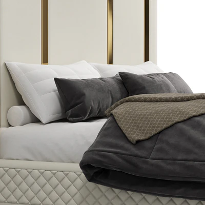 King bed Polished gold — Ver 2
