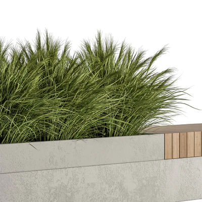 Urban Furniture / Architecture Bench with Plants- Set 12 — Ver 3