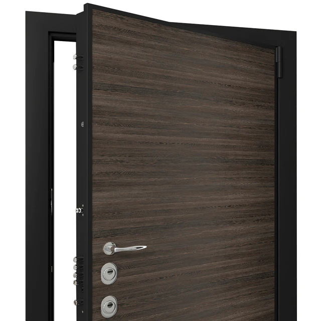 Door entrance metal with wooden decorative plate — Descargar