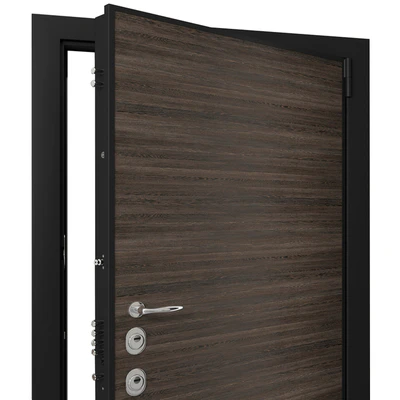 Door entrance metal with wooden decorative plate — Ver 2