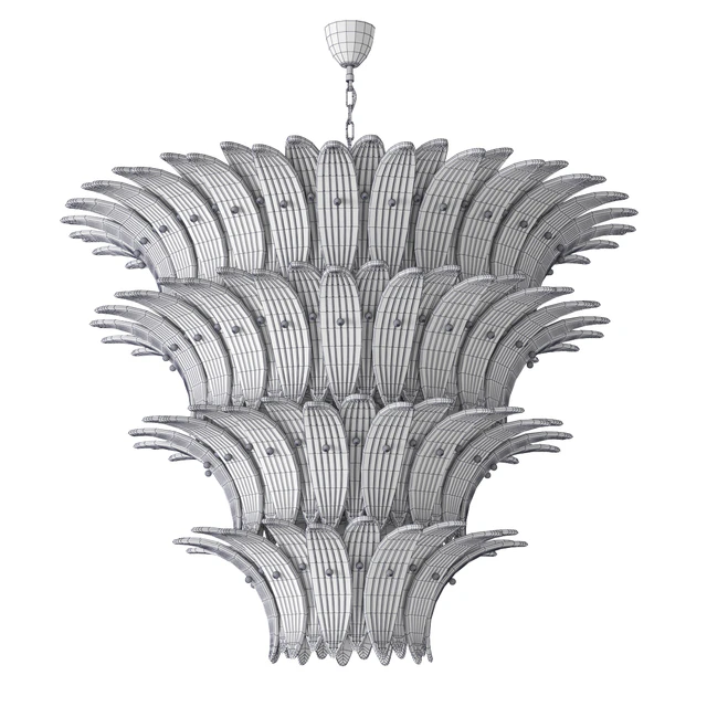 Large Palmette Chandelier Four Tiers Murano amber in the Style of Barovier — Descargar
