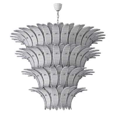 Large Palmette Chandelier Four Tiers Murano amber in the Style of Barovier — Ver 4