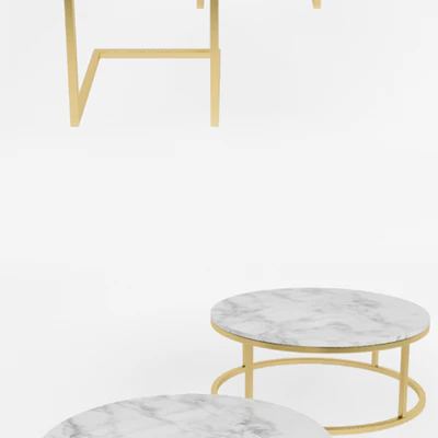 Smart Round & Rectangle Marble Coffee Table — Вид 2