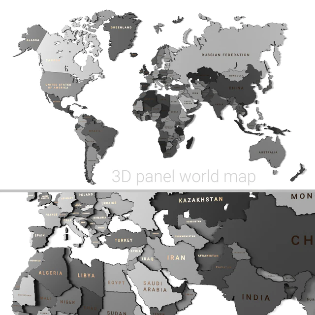 Wooden panel - world map GRAY — Descargar