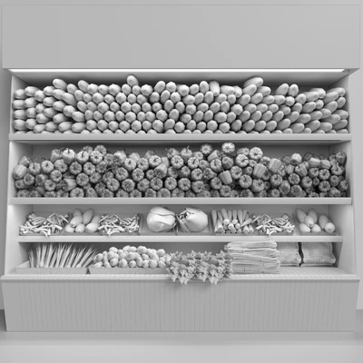 Showcase in a supermarket with fresh fruits and vegetables. Food — Ver 2