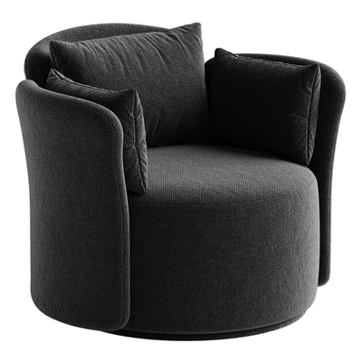 Swivel chair Lulu L black and white boucle — Ver 3