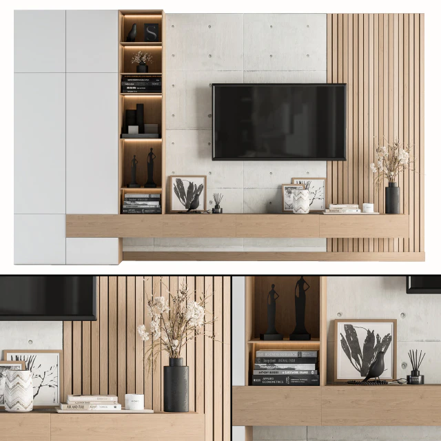 TV Wall White and Wood - Set 08 — Descargar