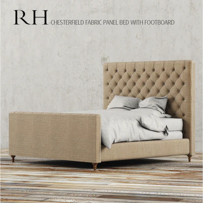 RH - CHESTERFIELD FABRIC PANEL BED WITH FOOTBOARD — Descargar
