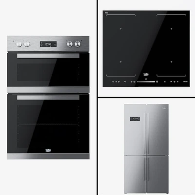 Beko - сдвоенный духовой шкаф BDQF22300, холодильник GN1416221Z и варочная поверхность HQI64501FHT. — Скачать