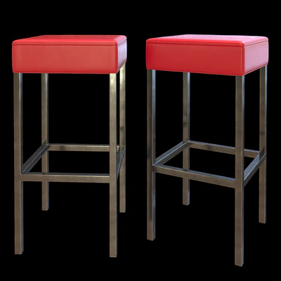 Red Leather High Stool — Ver 2