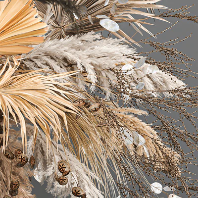 Hanging installation bouquet of dried flowers with pampas, pampas grass, reeds, suspension, wedding decor and decoration. 189. — Ver 3